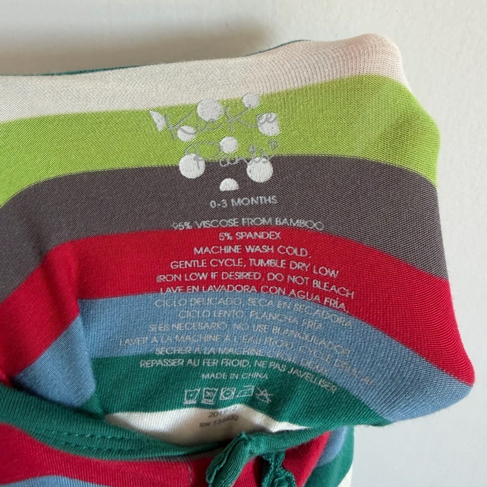 NWT KicKee Pants Stripe Print Christmas Bamboo Muffin Ruffle Footie with Snaps - Picture 7 of 7